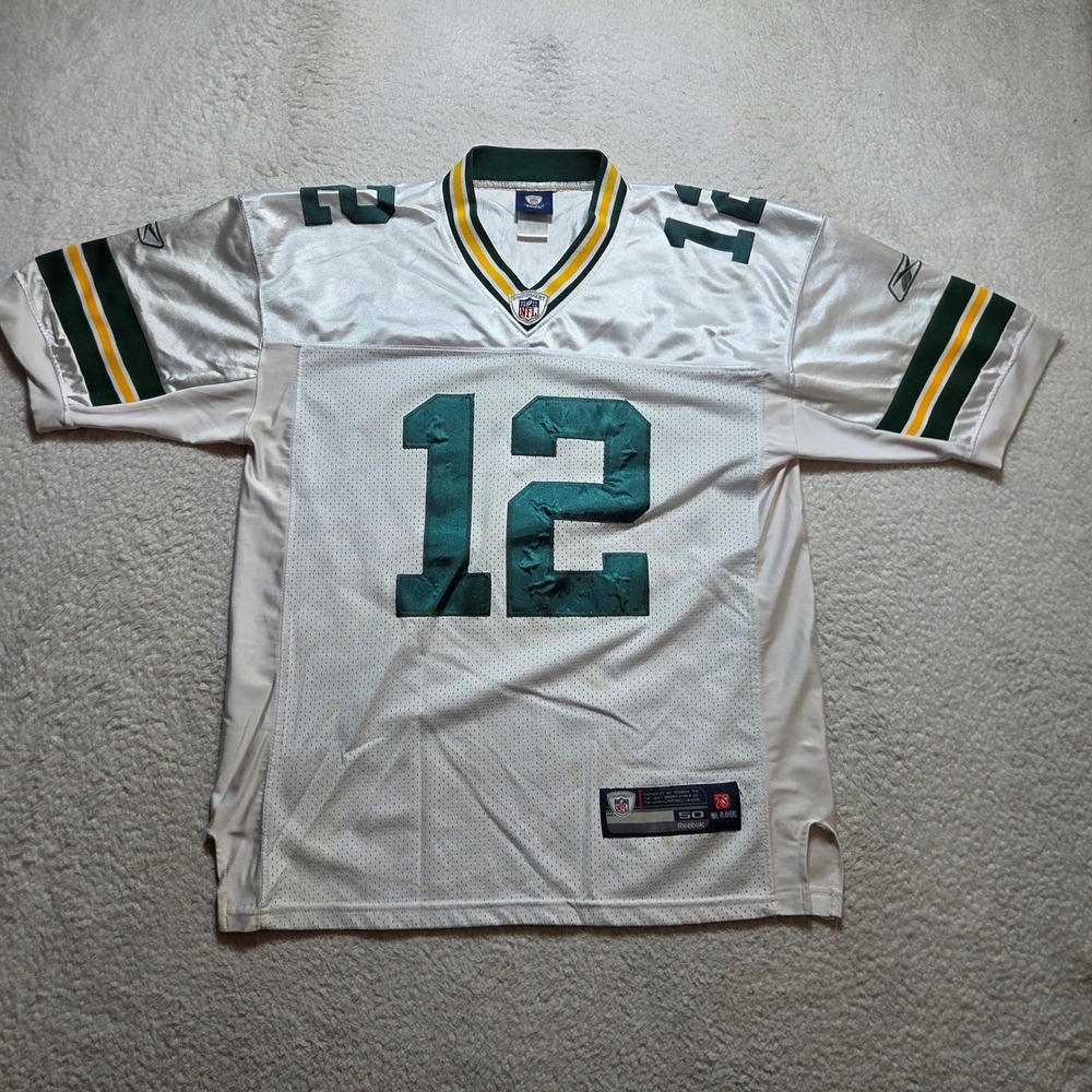 Vintage Y2k Reebok Green Bay Packers Aaron Rodgers Jersey Mens XL White NFL